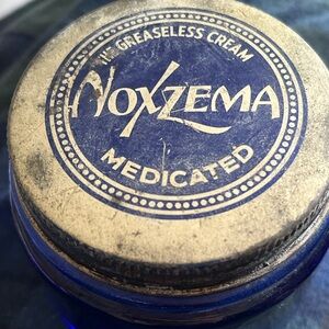 Vintage Noxzema Cobalt Blue Glass Jar with Original Lid WWII